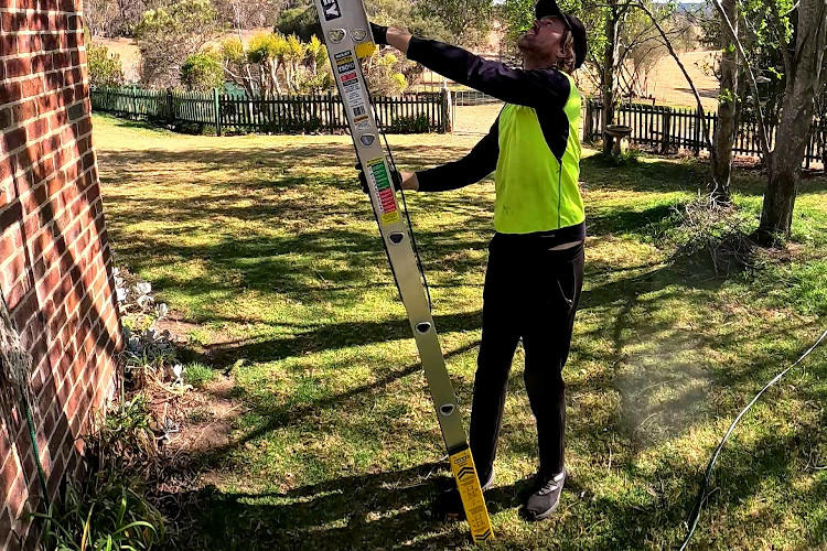 
Gutter cleaning pro with expertise sets up their extension ladder in nowra.